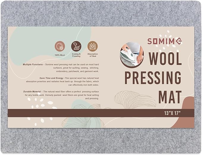 Somime 13x17" Wool Pressing Mat, 100% New Zealand Wool Ironing Mat, Felted Wool Ironing Board for Sewing, Quilting, DIY Crafts, and Embroidery