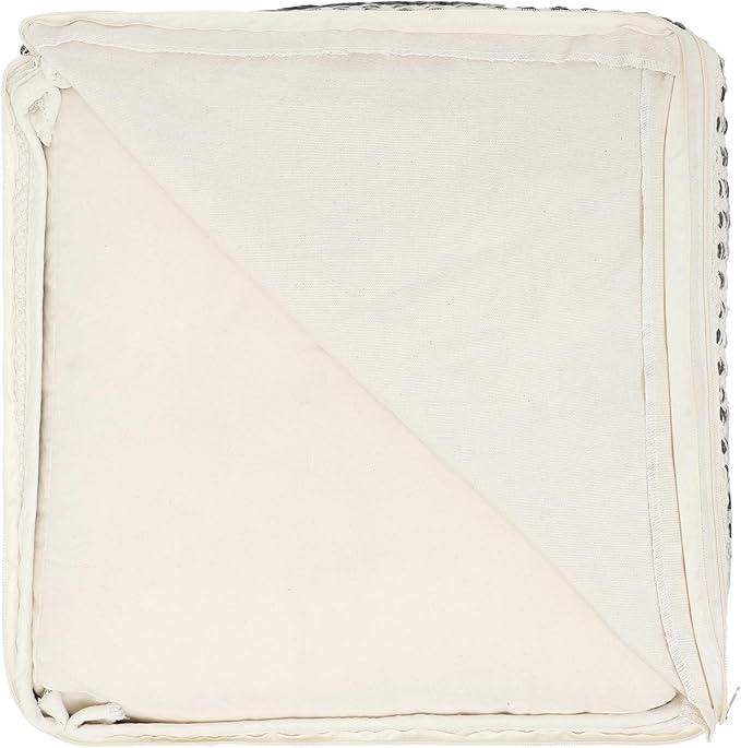 REDEARTH · Tufted Pouf Ottoman with Filler Textured Storage Cube Bean Bag Pouffe Footrest for Living Room, Bedroom, Nursery, Kidsroom; 100% Cotton (17.5"X17.5"X17.5", Diamond Virgule)