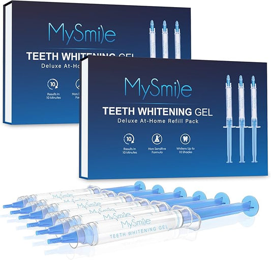 MySmile Teeth Whitening Gel Refills Pack, 6 Non-Sensitive Teeth Whitening Gel Pen, Teeth Whitener Dental Grade Tooth Whitening Gel for Tray, 10 min Fast Result Whitening
