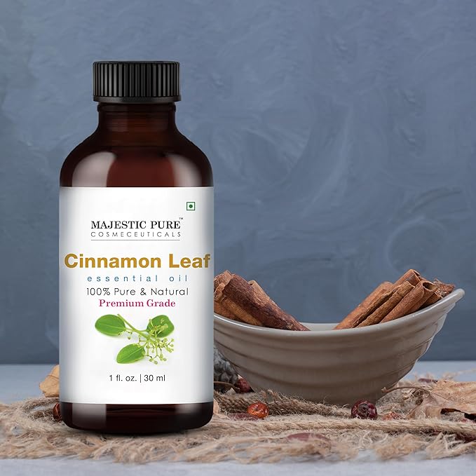 Majestic Pure Cinnamon Essential Oil with Glass Dropper - 1 Fl Oz - 100% Pure and Natural Cinnamon Oil - Premium Grade Essential Oils for Diffuser, Aromatherapy, Soap and Candle Making