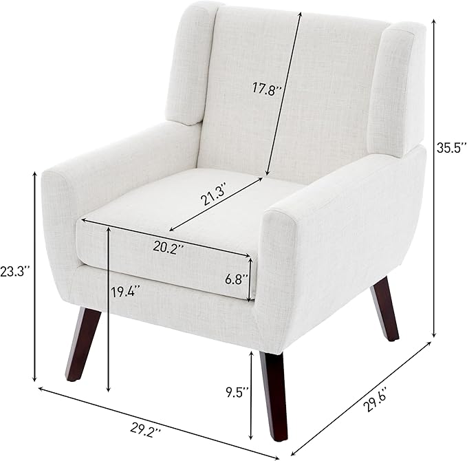 UIXE Accent Chairs Set of 2, Fabric Upholstered Armchair for Living Room, Comfy Arm Chair Single Sofa Bedroom Side Reading Seat - Flax Beige