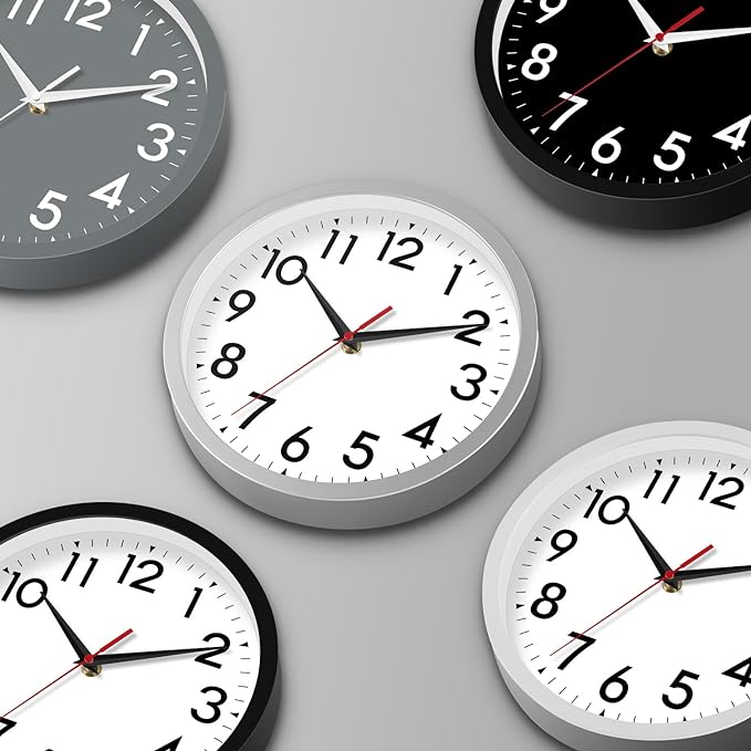 Wall Clock Analog 10 Inch Silent Non Ticking Battery Operated Modern Decorative for Living Room Kitchen Office Bedroom Bathroom(Black)