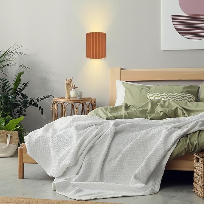 LightInTheBox Modern LED Wall Sconce Minimalist Resin Wall Light Nordic Style Half-Cylinder Tree Root Desgin Up and Down Light for Stairs Hallway Bedroom (Orange)