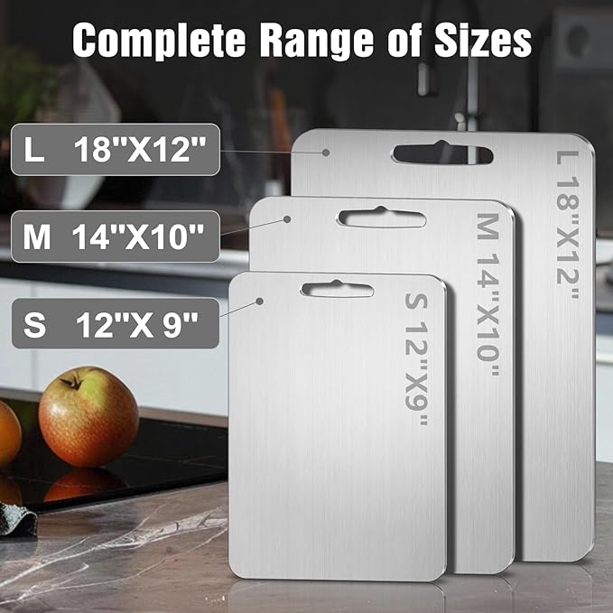Titanium Cutting Board for Kitchen - 100% Pure Titanium Cutting Boards Non Toxic - 2025 New Upgrade Double Sided Metal Chopping Boards for Meat, Vegetables, Fruits, Dishwasher Safe (14 x 10 In)