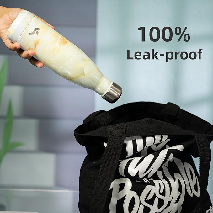 Insulated Water Bottles,17 oz Double Wall Stainless Steel Vacumm Metal Flask for Sports Travel,Marble Jade