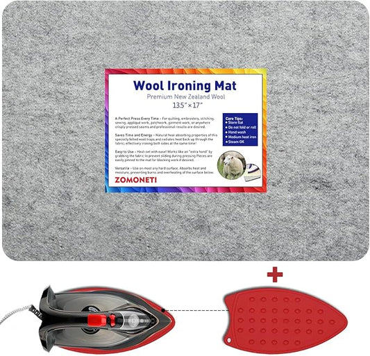 ZOMONETI 17" x 13.5" Wool Pressing Mat 100% New Zealand Felted Wool Ironing Mat Pad Blanket for Quilter, Sewing, Quilting Supplies and Notions