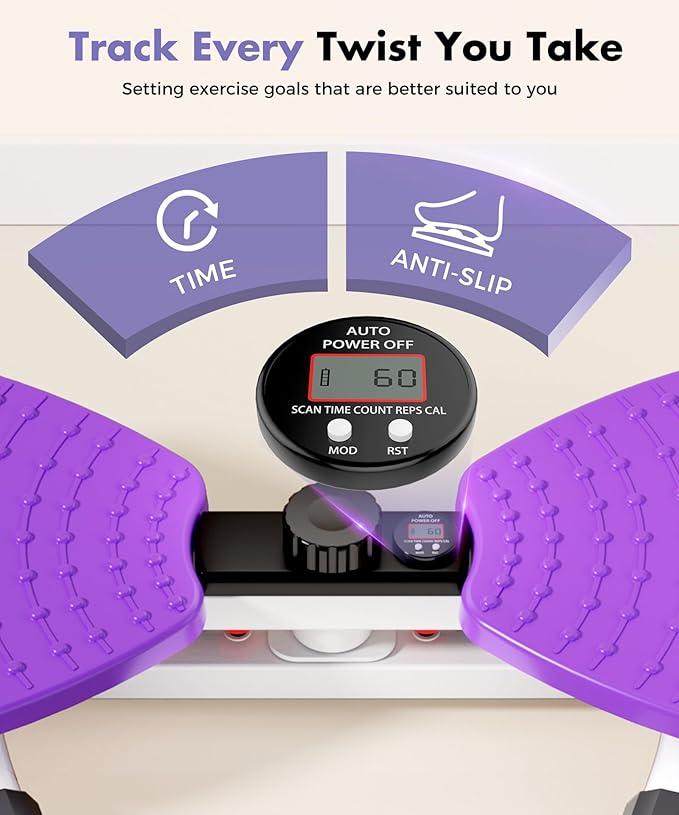 Waist Twisting Machine Fitness Tool, Ab Twister Board with the Smart LED Digital Monitor, 300LBS Capacity & 20dB Ultra-Quiet, Anti-Slip Home Gym Workout Equipment for Women Belly Fat