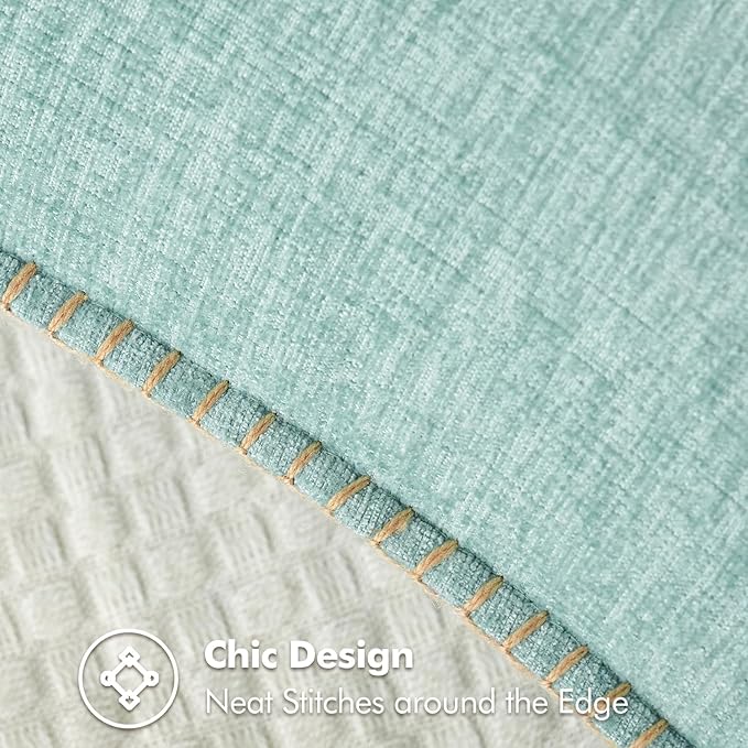 MIULEE Pack of 2 Couch Throw Pillow Covers 12x20 Inch Aqua Green Farmhouse Decorative Pillow Covers with Stitched Edge Soft Chenille Solid Dyed Spring Pillow Covers for Sofa Bed Living Room