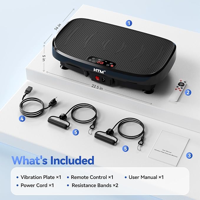 Vibration Plate Exercise Machine - 330lbs Weight Capacity, 120 Speed Levels, 5 Program Modes - Full Body Workout for Home Fitness, Toning & Wellness, LED Display, Low Noise Motor