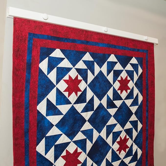 RRD Quilt Hanger for Wall for Display - Amish Made Wooden Quilt Rack Wall Mount - Rustic Tapestry Quilt Wall Hangers (Maple Wood, White Paint, 36" Long)