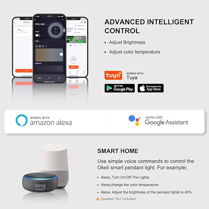 OKELI Smart 3-Light LED Pendant Lighting for Kitchen Island, 18W 1350LM Adjustable 3000K-6000K, Dimmable via TUYA App & Voice Control (Alexa/Google Home), Modern Crystal Bubble Pendant,Chrome Square