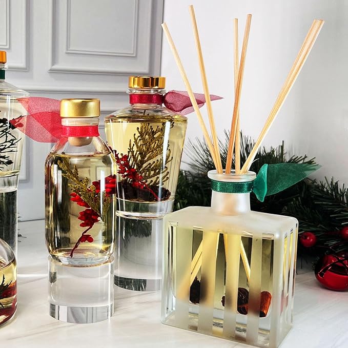 LOVSPA Reed Diffuser Set, Cinnamon Pine Cones Scented Oil Diffuser with Sticks, Home Fragrance Accessories for Bathroom Shelf Decor, Aroma Diffusers for Home or Office Desk, USA Made