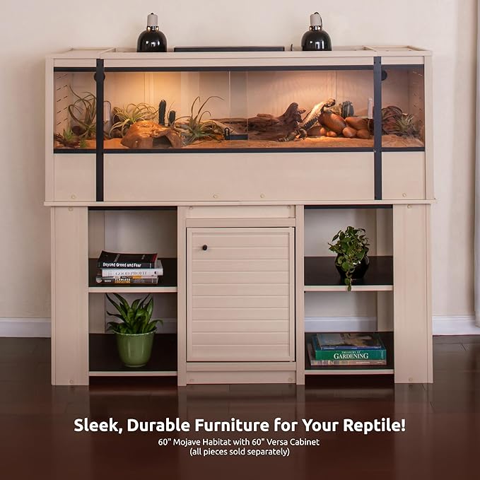 New Age Pet ECOFLEX 60-Inch Mojave Reptile Lounge in Maple- Durable, Moisture-Resistant Wood Plastic Composite Habitat with Vented Side Panels, Removable Sliding Glass Doors & Lock