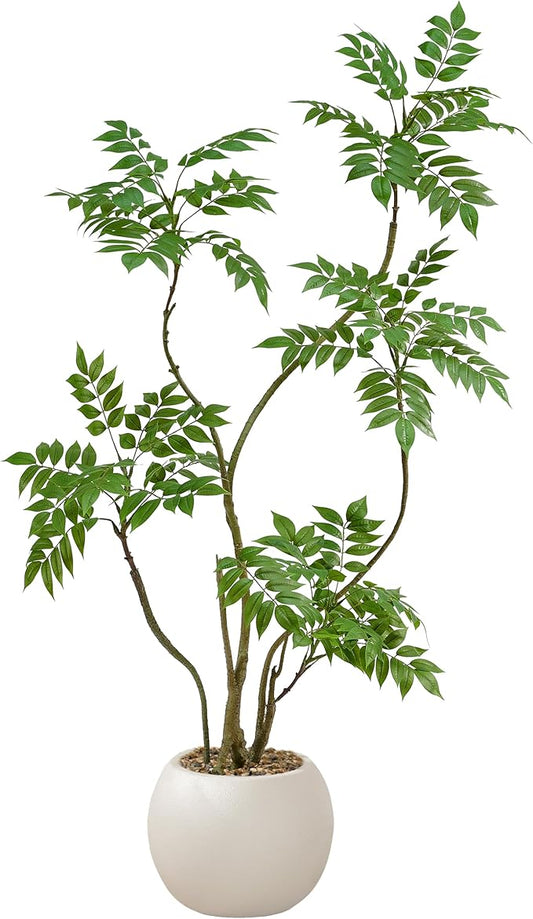 Artificial Mahonia Fortunei Tree 5FT,Tall Fake Plant Artificial Sumac Tree, Faux Plants Indoor Fake Plants Decor with Pots for Home Office Bathroom Bedroom Living Room Decorations Housewarming