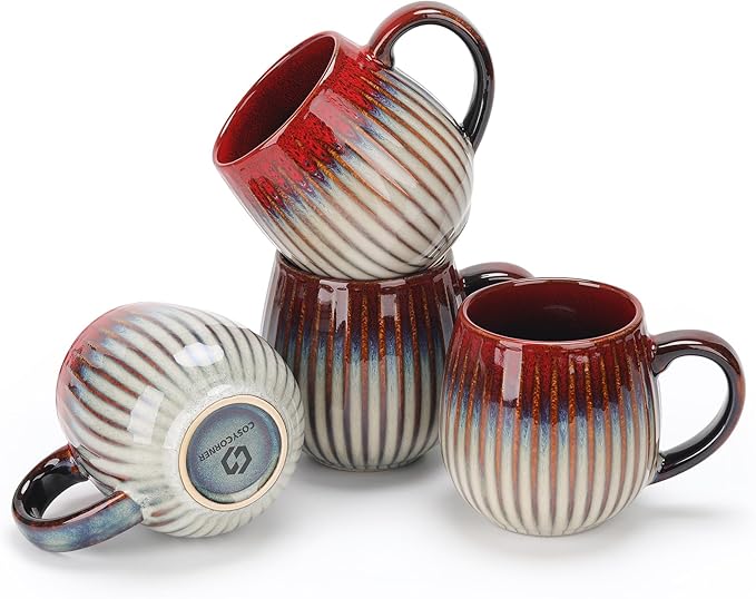 CosyCorner Ceramic Coffee Mugs Set, 17 oz Large Coffee Cups for Home and Office, Ceramic Cup for Coffee & Tea(A×4 pcs)