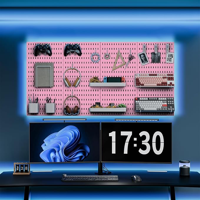 Pegboard Combination Kit, 25.2" x 25.2" Wall Mounted Storage Set with 4 Pegboards & 20 Accessories Hanging, Peg Boards Organizer