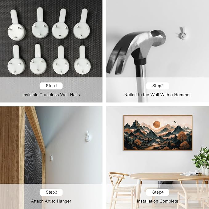 Large Boho Mountain Framed Canvas Wall Art Set, Brown Ridge Landscape Wall Decor, Pine Tree Scenery Wall Painting, Abstract Wilderness Art Print for Living Room, Bedroom, Office - 20X40