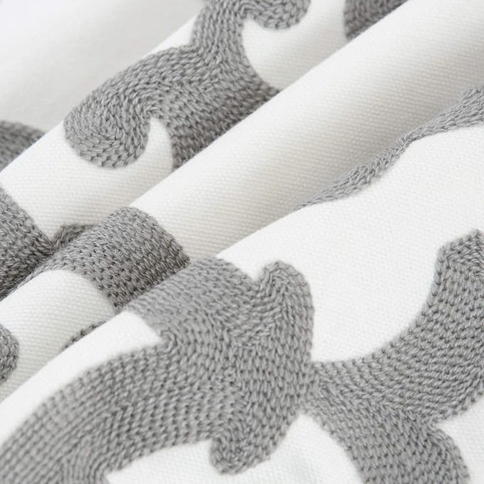 HWY 50 Grey Gray Decorative Throw Pillow Covers 18x18 Inch (1 Piece), Embroidered Cotton Farmhouse Cushion Cover Pillow Case for Sofa Couch Living Room Bed, Geometric