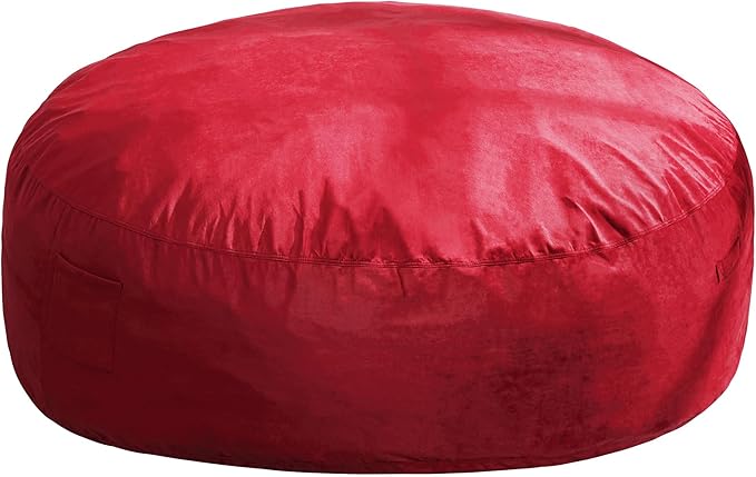 Hobestluk 6FT Bean Bag Chair Bean Bag Chairs for Adults Giant Bean Chairs with Velvet Cover, Memory Foam BeanBag Chair Fluffy BeanBag Chairs for Living Room, Bedroom- Red (70" x 70" x 15")