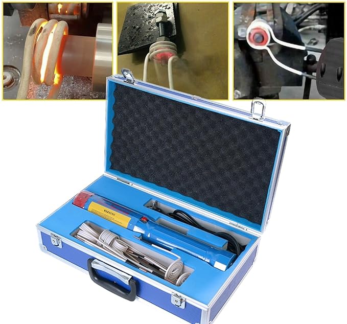 Generic Magnetic Induction Heater, Flameless Bolt Removal Tool, Handhled Induction Heater Kit with 8 Coils & 2 Copper Wires, 1100W Rusty Bolt Removing Tool (Upgraded Rotary Type), Blue