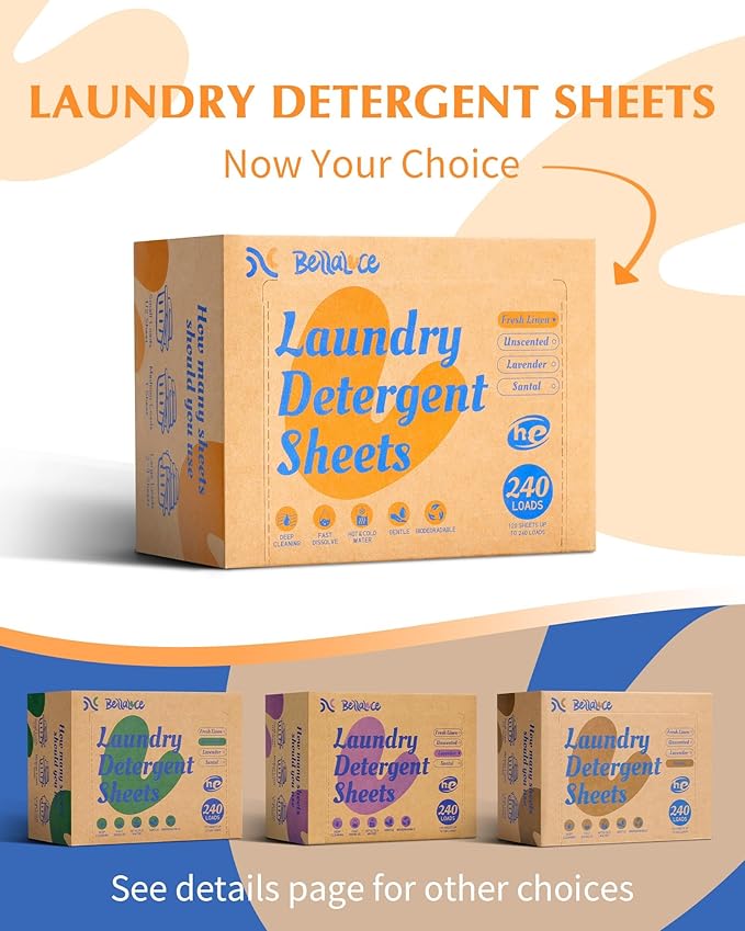 Laundry Detergent Sheets - 240 Loads, Hypoallergenic,Deep Cleaning, Fresh Linen Scent, Plastic-Free, Eco-Conscious,Paraben-Free,Fast Dissolve, Perfect for Home,Dorms,Travel,Camping,College Essentials