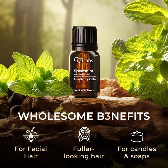 Gya Labs Spearmint Essential Oil for Diffuser & Skin - 0.34 Fl Oz - 100% Pure Natural Spearmint Oil for Facial, Hair, Massage, Aromatherapy & Candle Making Scent