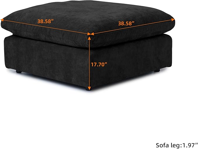 JACH Modular Ottoman Seater for Living Room, Cushion Covers Removable, Minimalist Comfy Footstool, Breathable Ottoman for Living Room Apartment (Black)