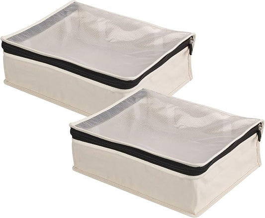 Household Essentials 3321-1 Cedarline Natural Cotton Canvas Zippered Sweater Bag | Storage Bag for Closets and Under the Bed | 2-Pack