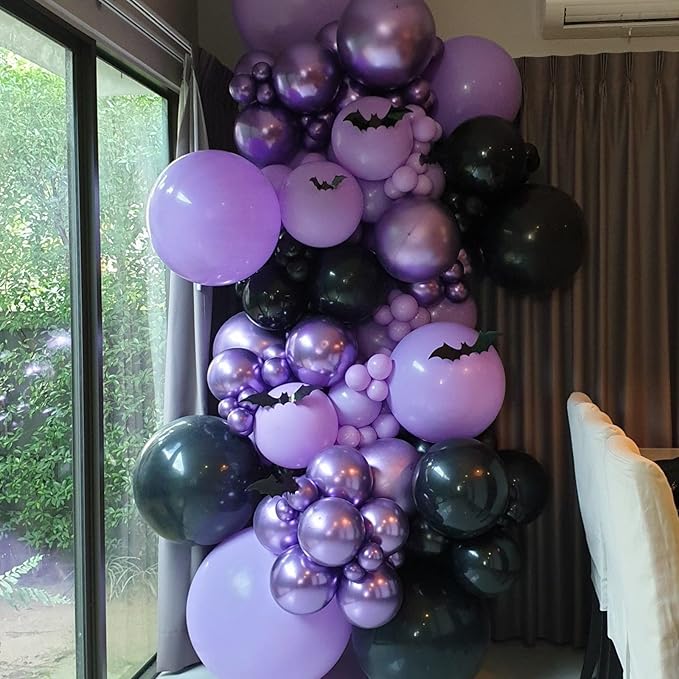 130pcs Purple Balloons Different Sizes 18" 12" 10" 5" Party Latex Balloons for Birthday Baby Shower Halloween Wedding Valentine's Day Party Bachelorette Decorations