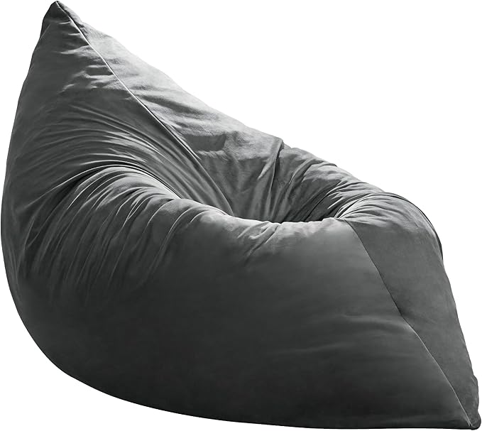 Hobestluk 3 in 1 Bean Bag Chair Giant Bean Bag Chairs for Adults with Velvet Cover Convertible Bean Bag Floor Cushion with Machine Washable Cover for Living Room (Velvet Grey)
