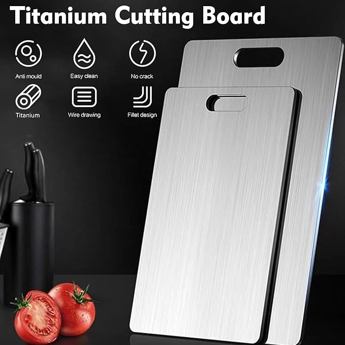 Titanium Cutting Board - 2 pack Titanium Cutting Boards for Kitchen,Double Sided Titanium Cutting Mat,Non Stick Chopping Board Easy to Clean(7.67 * 11.81in)