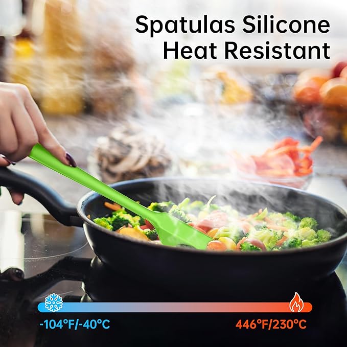 Barsone 5-Piece Silicone Spatula Set( Heat Resistant 446°F Food Grade BPA Free, Nonstick Cookware Safe Dishwasher Safe Kitchen Tools for Baking, Cooking, Stirring, Green)