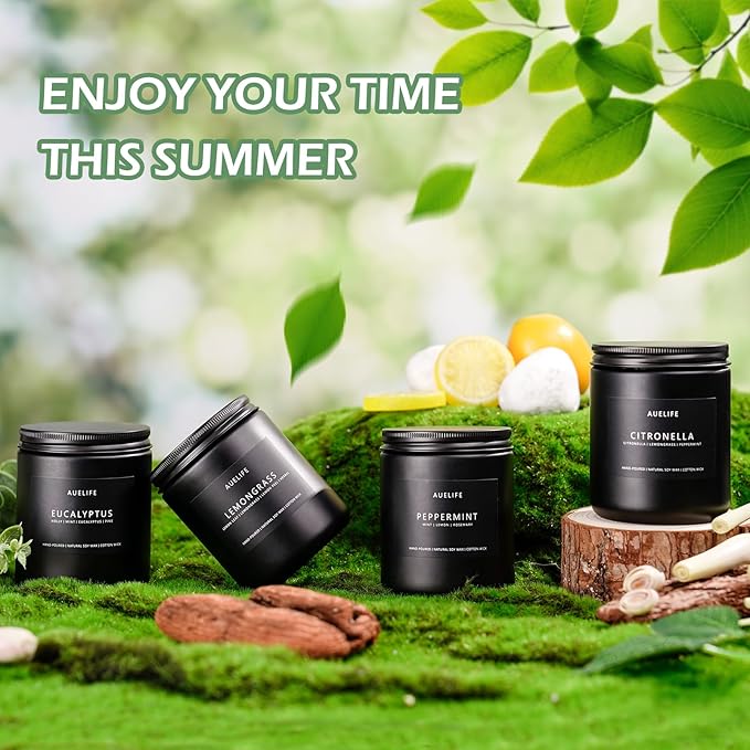 Lemongrass Candle | Lemon Grass Scented Candles for Outdoor & Indoor, Natural Fragrance for Garden Yard, Candle Gifts for Women Men- 7oz Soy Candles for Home Scented, 50Hours Long Lasting Burn