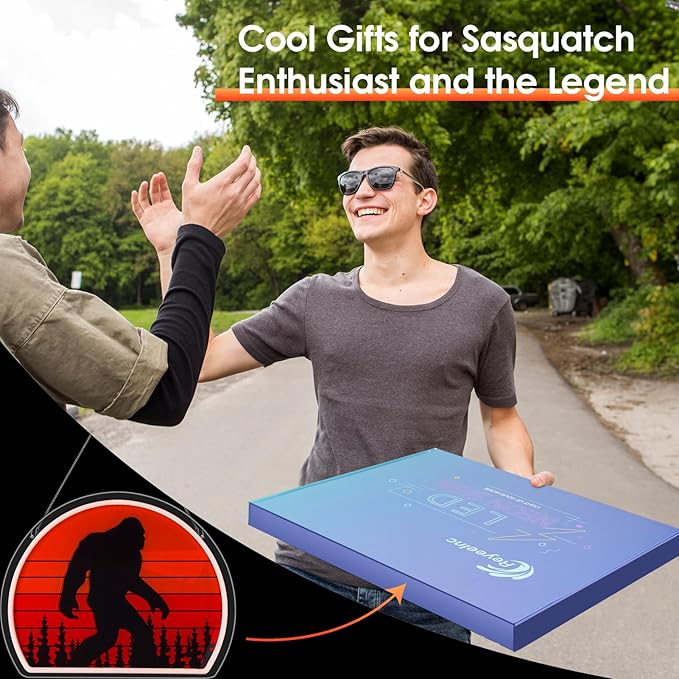 Bigfoot Neon Sign, Bright Dimmable USB Powered Sasquatch Neon Lights Sign and Unique UV Printed Funny Big Foot Sasquatch Gifts for Men Women Adults Kids Bigfoot Lovers Wall Art Decors