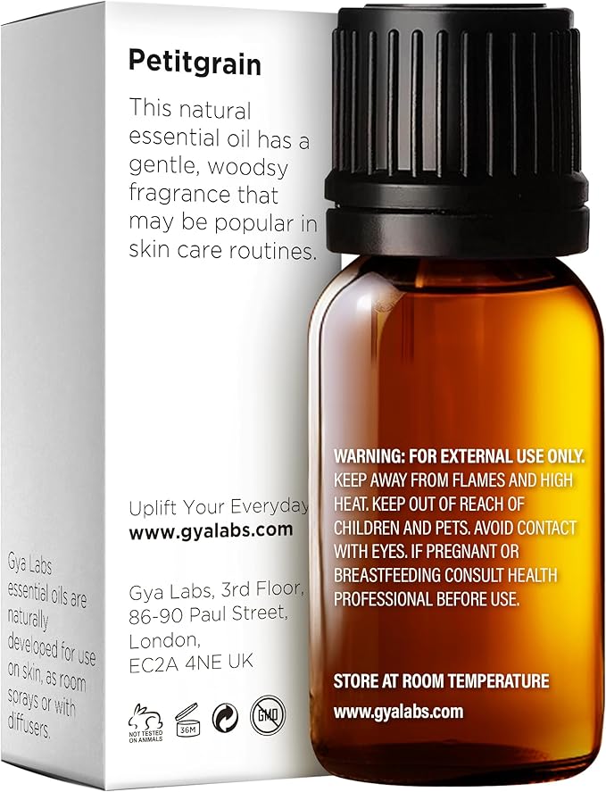 Gya Labs Petitgrain Essential Oil for Skin - 0.34 Fl Oz - 100% Pure Natural Petitgrain Oil for Diffuser, Hair, Aromatherapy, Massage & Candle Making Scent