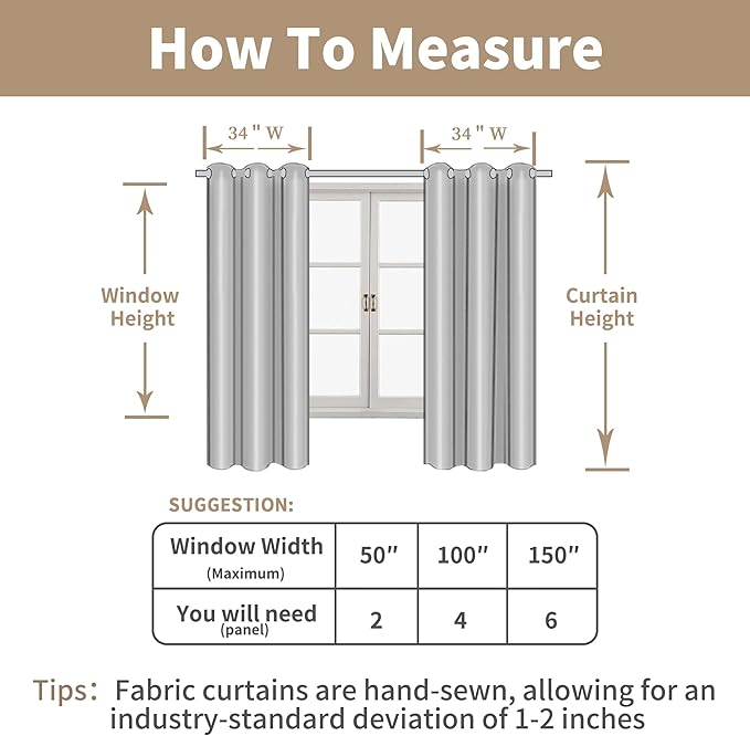 LAMIT 45 Inch Short Window Linen Curtains for Bedroom, Light Filtering Panels Bronze Grommet Neutral Drapes for Cafe/Bathroom/Loft Room, Linen, 2 Panels, 34 x 45 Inch