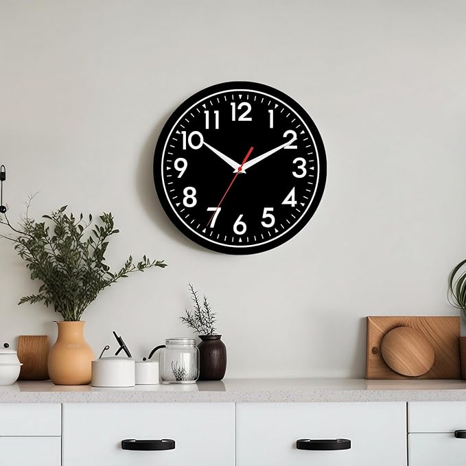 Wall Clock Small Analog 8 Inch Silent Non Ticking Battery Operated Modern Simple Decorative for Kitchen Office Bedroom Bathroom Living Room