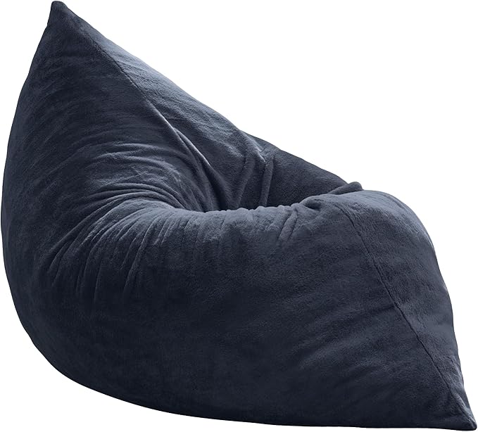 Hobestluk 3 in 1 Bean Bag Chair Giant Bean Bag Chairs for Adults with Plush Faux Fur Cover Convertible Bean Bag Floor Cushion with Machine Washable Cover for Living Room (Plush Dark Grey)