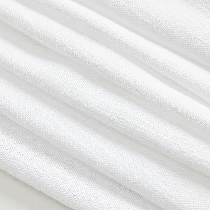 MYSKY HOME White Curtains 95 Inches Long Semi Sheer Drapes Light Filtering for Sliding Glass Door Window Treatments Soft Cotton Blend Panels Linen Look Farmhouse Style, 50" x 95", 2 Pieces
