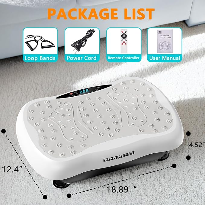 Vibration Plate Exercise Machine, Vibrating Equipment for Weight Loss and Lymphatic Drainage Massager, 3D Waver Exerciser for Fitness, Full Body Workout Shake Board with 120 speeds