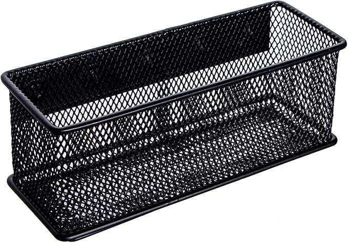 dedoot Magnetic Pencil Holder, Black Mesh Pen Organizer Strong Magnetic Storage Basket Organizes Pens, Pencils, Markers for Whiteboard, Locker, Fridge, Cubicle Desk, Offices 6.3x2.3x2.6inch,2 Pack