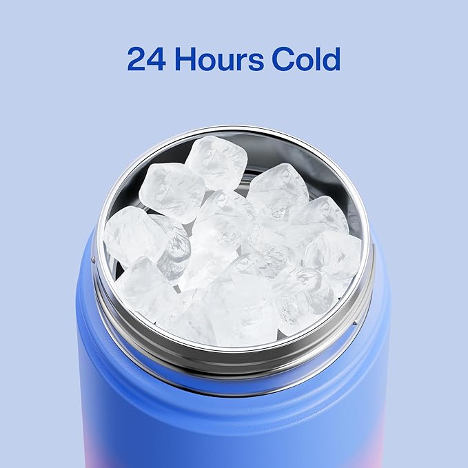 Insulated Water Bottle with Straw Stainless Steel Water Bottle, Leak-Proof, BPA-Free, Double Wall Vacuum Keeps Cold for 24 Hours for Sports, Travel, School (18 oz, Frosted Lilac)