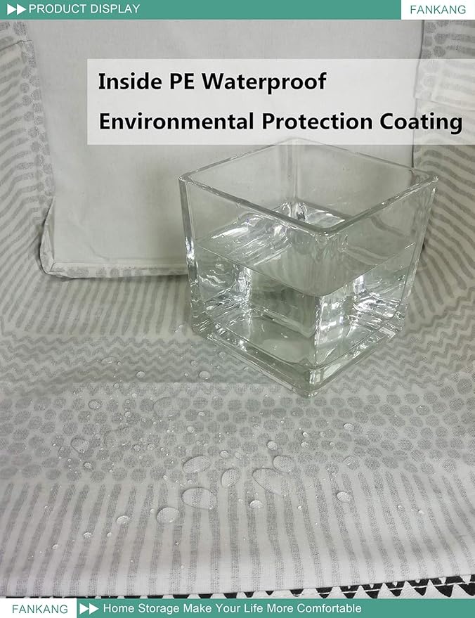 FANKANG Square Nursery Hamper Storage Bins Canvas Laundry Basket Foldable with Waterproof PE Coating Storage Baskets Gift Baskets for Children, Office, Bedroom, Clothes(Square-Black Lines )