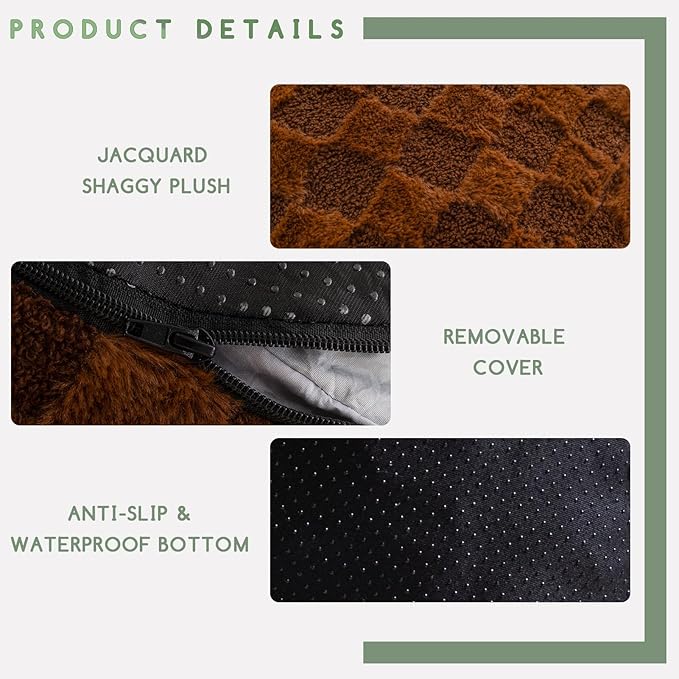 HIGOGOGO Round Stuffed Pouf Ottoman, Plaid Poufs with Foam Chunk Filling, Fluffy and Furry Pouf Foot Stool Storage Ottoman, 26 X 18 Floor Poufs Foot Rest for Living Room, Coffee