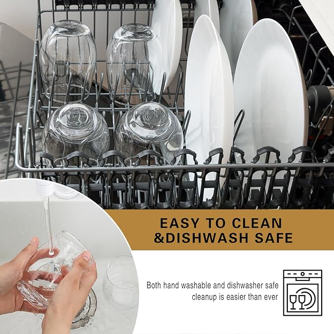 Stemless Wine Glasses Set of 6, 18 Ounces Red & White Wine Glasses for Party, Lead-free, Ideal Wine Accessories Gift (Clear)