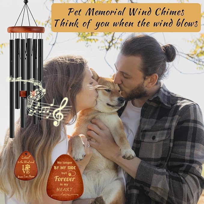 Pet Memorial Wind Chimes 26" - Dog Memorial Gifts for Loss of Dog, Dogs Remembrance Bereavement Gift, Pet Loss Sympathy Gifts (Design 4)