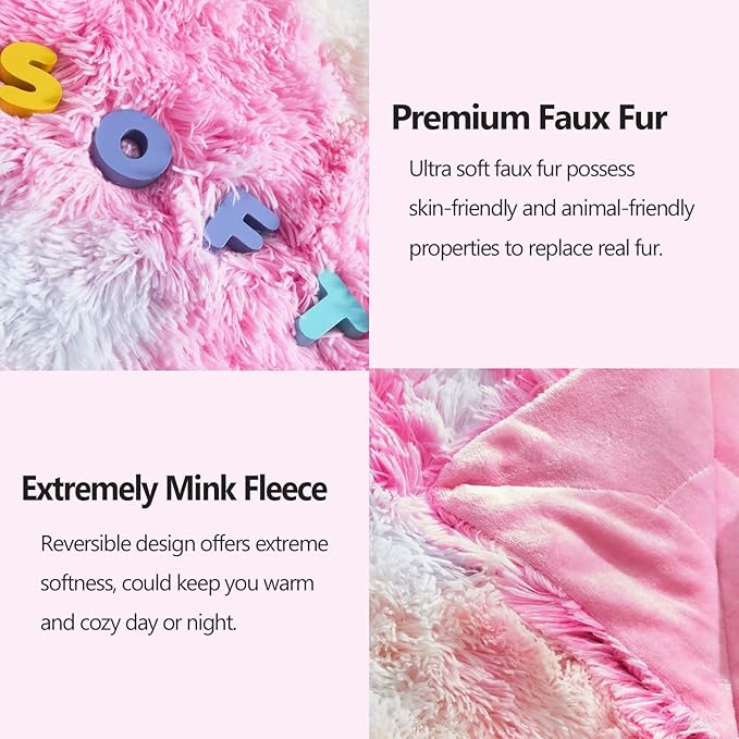 GONAAP Fuzzy Faux Fur Throw Blanket Twin Size Tie-dye Rainbow Super Soft Cozy Plush Fuzzy Shaggy Blanket for Couch Sofa Bed (Tie-dye Rainbow, Twin(60"x80"))