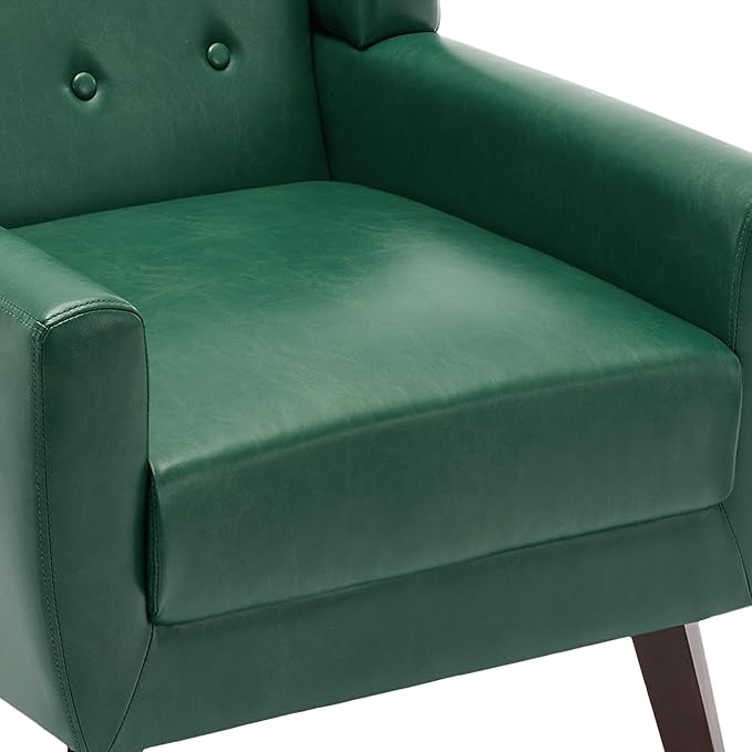 UIXE PU Leather Accent Chairs Set of 2, Modern Arm Club Chair Upholstered Armchair for Living Room, Comfy Single Sofa Seats Button Tufted Reading Seating, Green