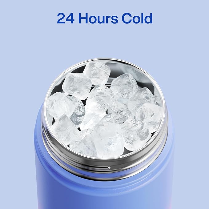 Insulated Water Bottle with Straw Stainless Steel Water Bottle, Leak-Proof, BPA-Free, Double Wall Vacuum Keeps Cold for 24 Hours for Sports, Travel, School (26 oz, Frosted Lilac)