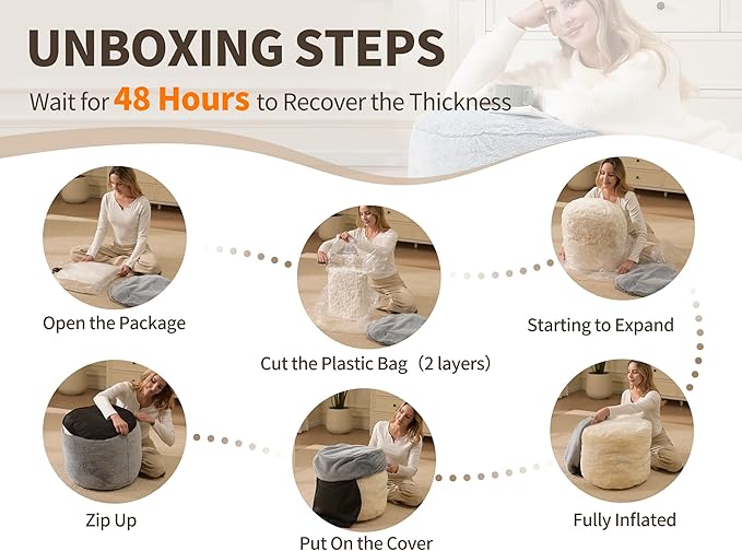 Round Storage Ottoman Bench 20"x15" Round Ottoman Cover with Foam Floor Chair Farmhouse Puff Ottom Pouf Stool for Bedroom Soft Large Pouf Ottom Purple Foot Stool Ottom for Accent Chair